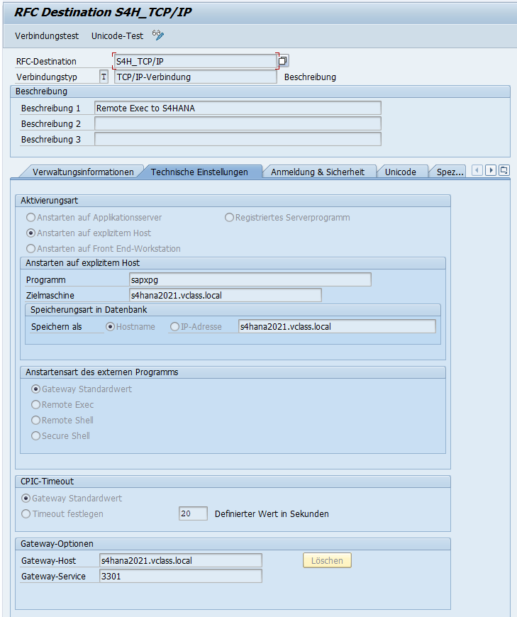 SAP Gateway RFC Destination SAP Gateway RFC Destination